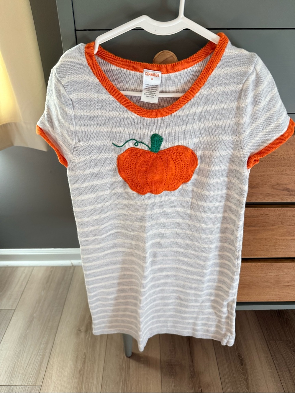 Gymboree White & Orange Pumpkin Short Sleeve Knit Dress